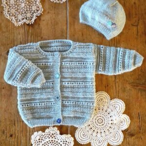 Baby Cakes 4ply Carmel Cardi and Hat