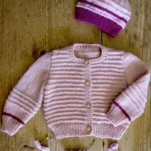 Baby Cakes 8ply Riven Cardi and Hat