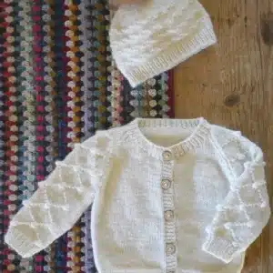 Baby Cakes 8ply Scottie Cardi and Hat