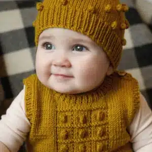 Baby Cakes 8ply Avis Vest and Hat