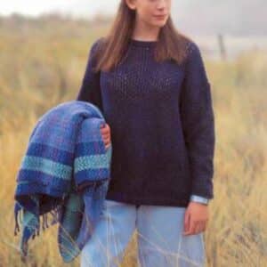 Lisa F Vintage 8ply Openwork Sweater with Garterstitch Band