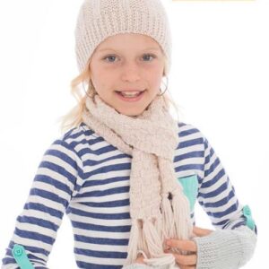 Naturally K738 10ply Childrens Hat, Scarf & Fingerless Gloves