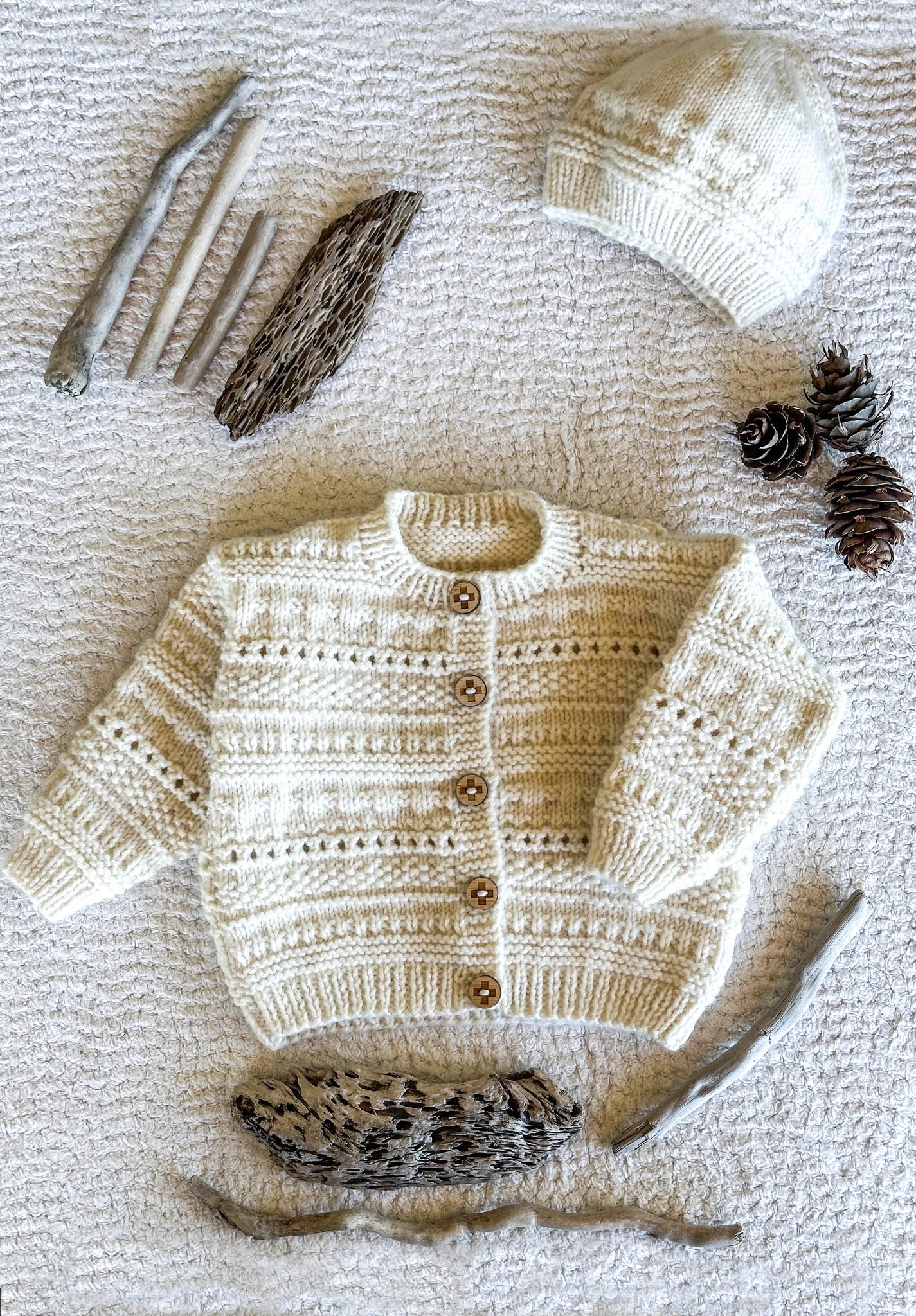Baby Cakes 8ply Lowen Cardi and Hat - Image 2