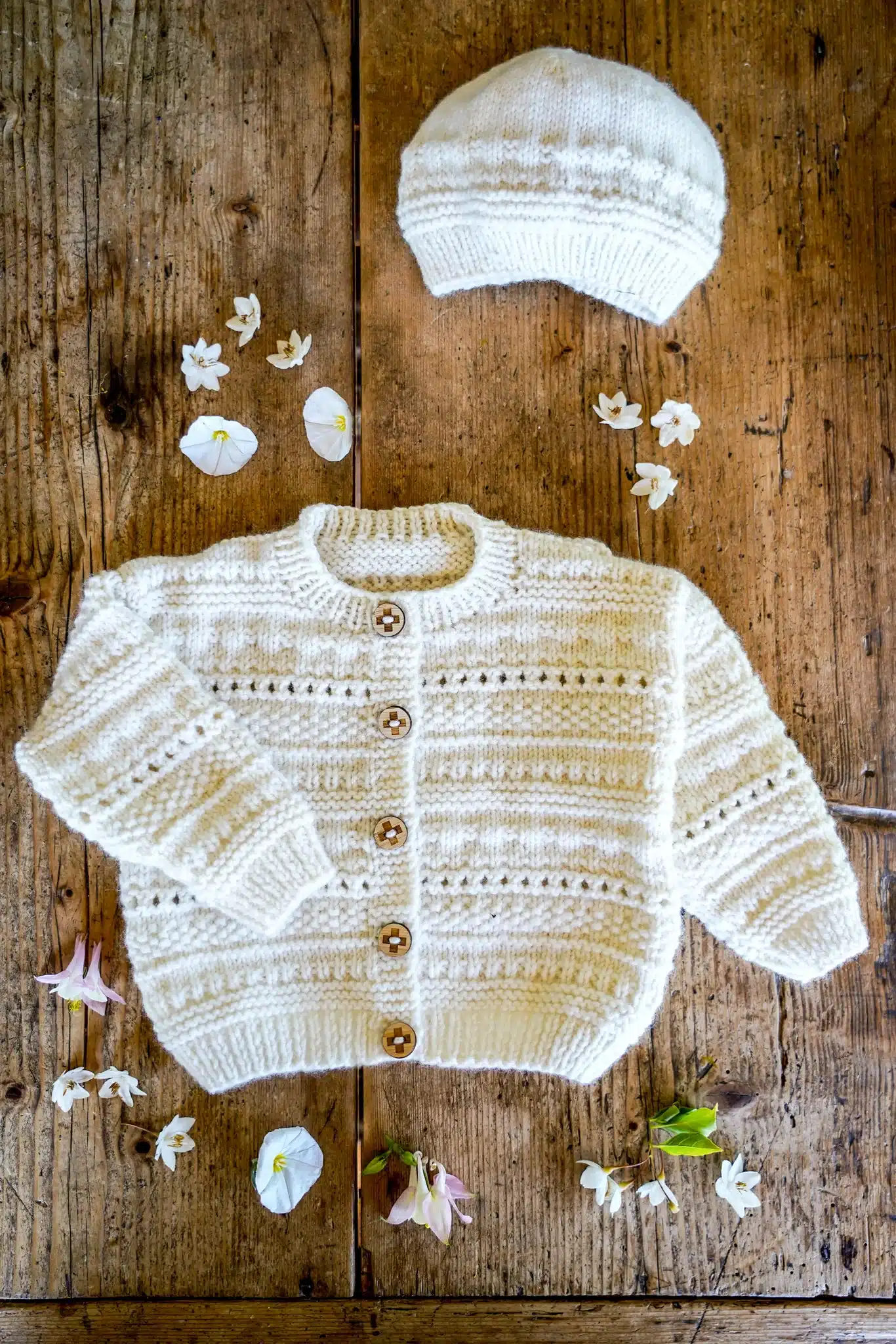 Baby Cakes 8ply Lowen Cardi and Hat