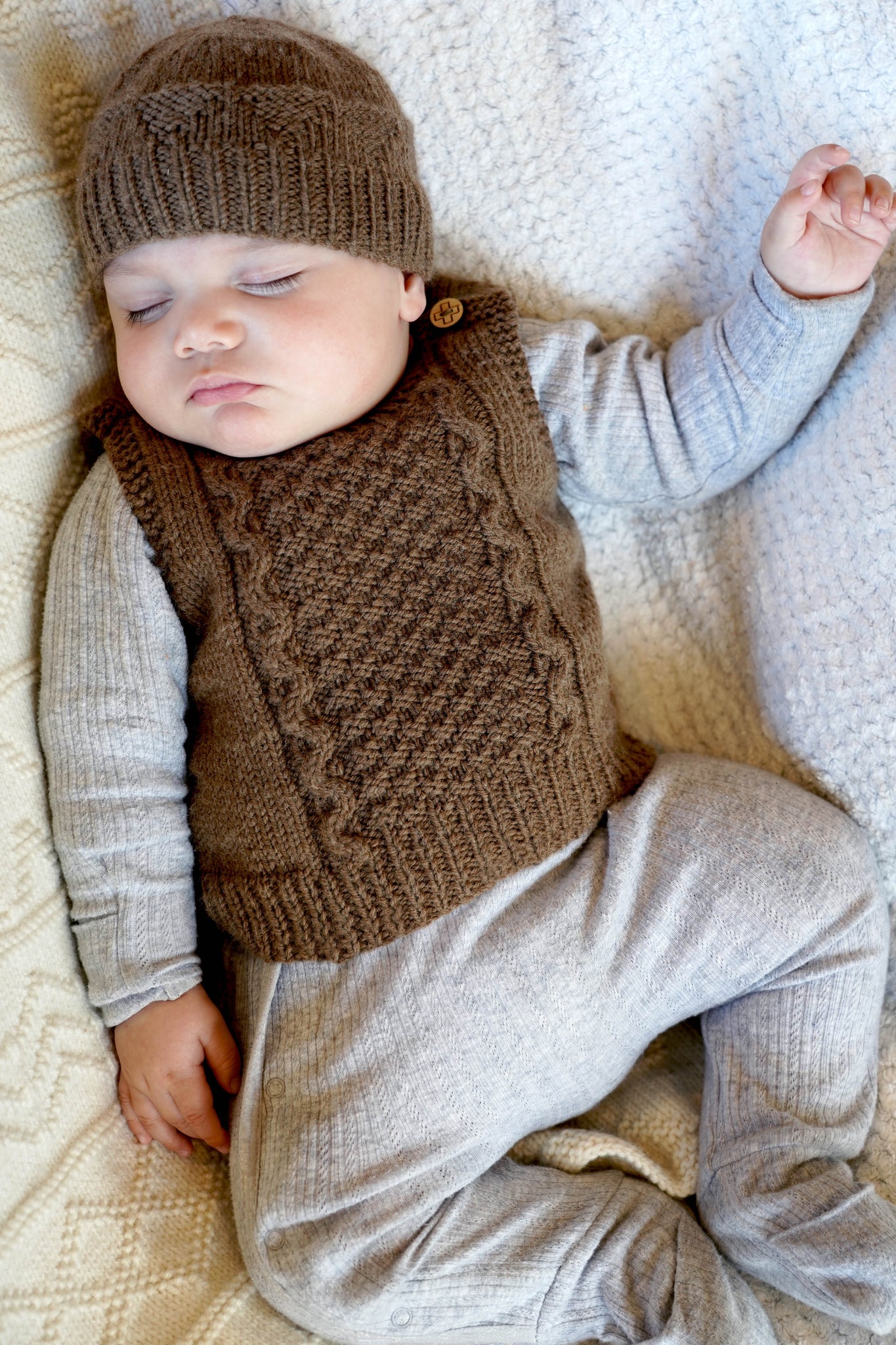 Baby Cakes 8ply Noa Vest and Hat