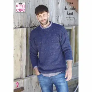 King Cole 8ply Mens Round & V Neck Sweaters